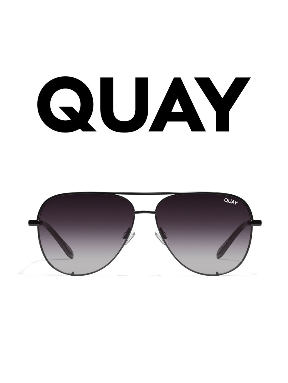 Quay High Key 126 Black/smoked lenses  Aviator Sunglasses Polarized